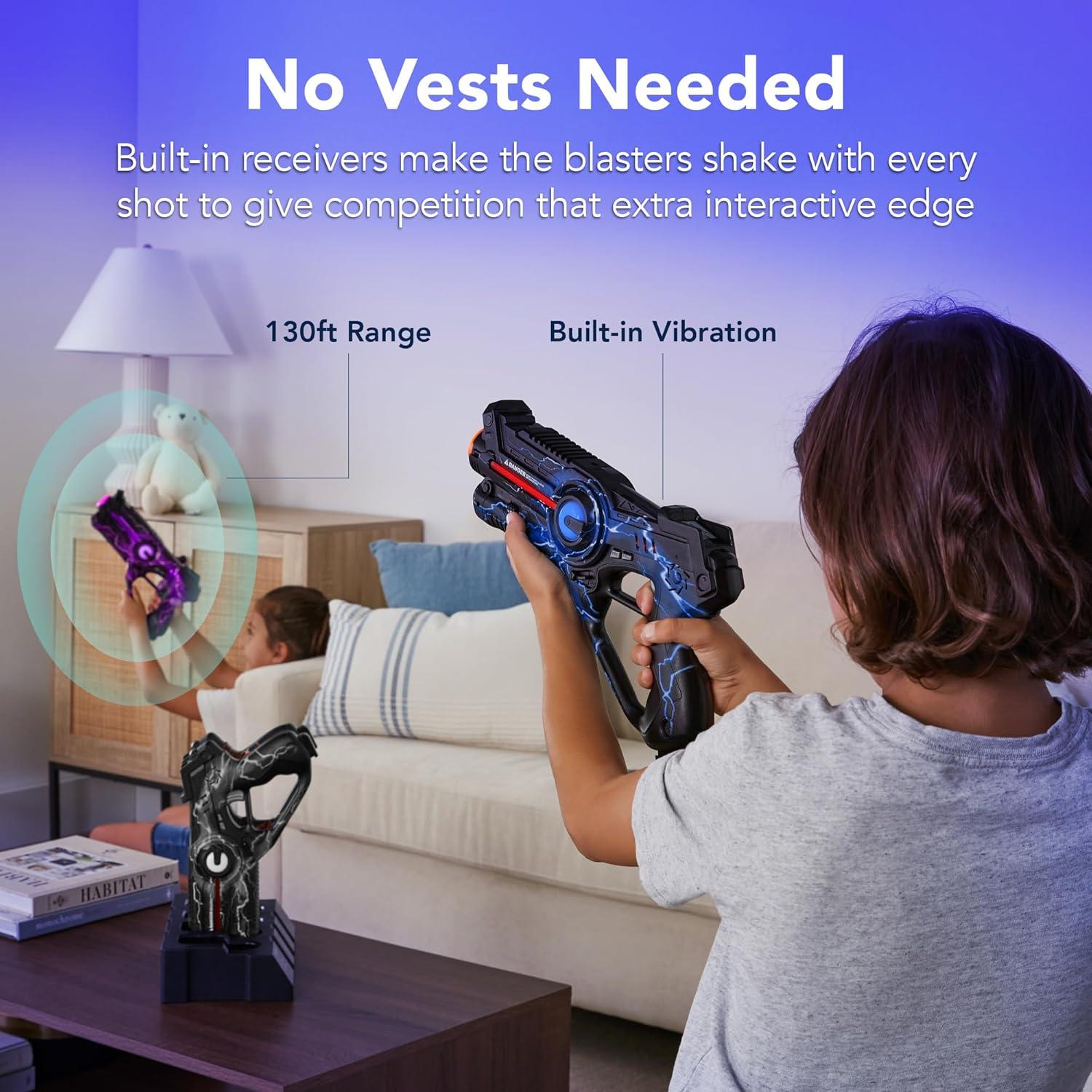 imageBest Choice Products Set of 4 Laser Tag Blasters Rechargeable Infrared Lazer Tag Set ampamp Docking Station No Vests Needed  GrayPurpleRedBlueGray  Purple  Red   Blue
