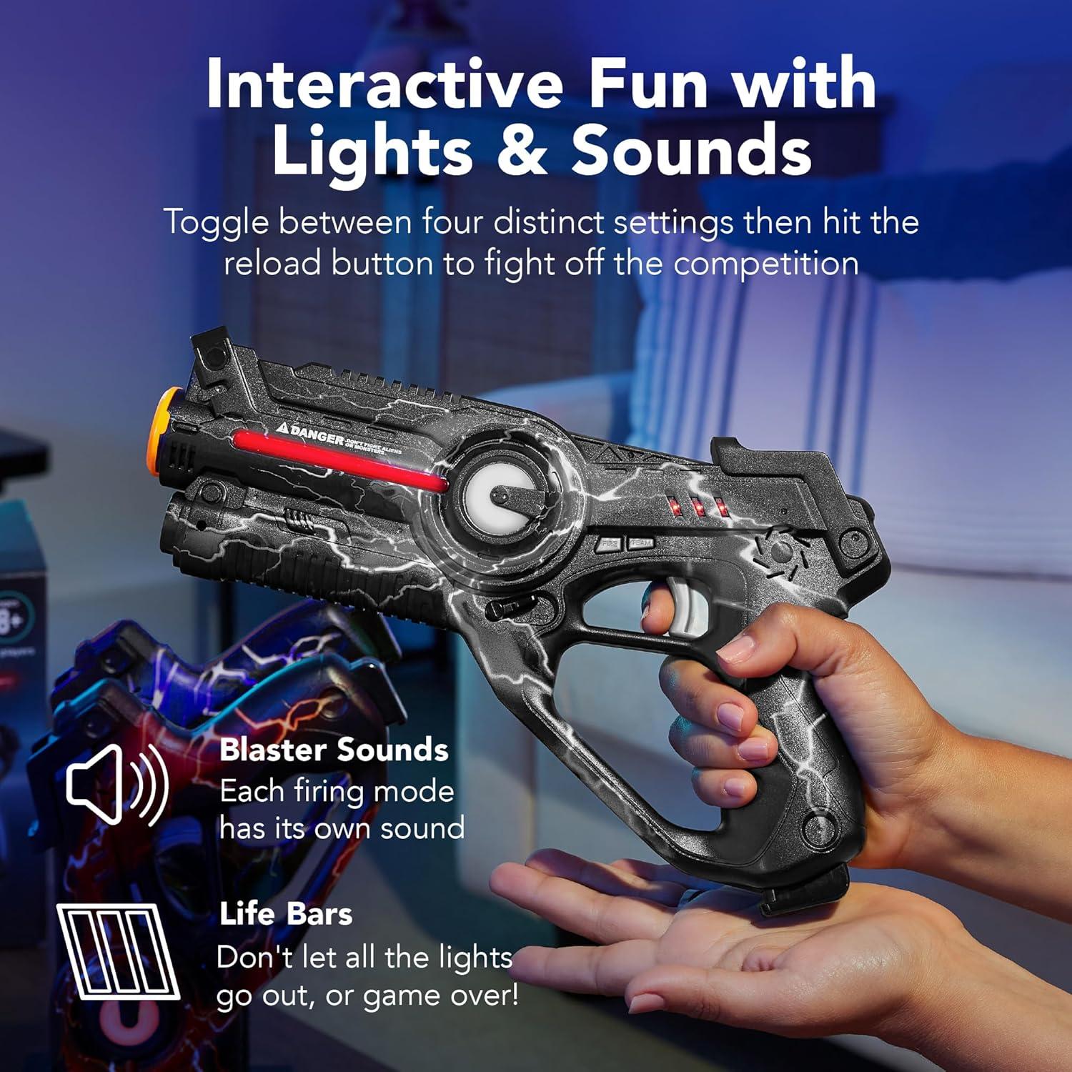 imageBest Choice Products Set of 4 Laser Tag Blasters Rechargeable Infrared Lazer Tag Set ampamp Docking Station No Vests Needed  GrayPurpleRedBlueGray  Purple  Red   Blue