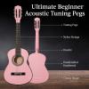 imageBest Choice Products 30in Kids Acoustic Guitar AllinOne Beginner Starter Kit wStrap Case Extra Strings Rosette Inlay  RedburstPink