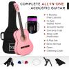 imageBest Choice Products 30in Kids Acoustic Guitar AllinOne Beginner Starter Kit wStrap Case Extra Strings Rosette Inlay  RedburstPink