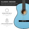 imageBest Choice Products 30in Kids Acoustic Guitar AllinOne Beginner Starter Kit wStrap Case Extra Strings Rosette Inlay  RedburstSky Blue