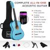 imageBest Choice Products 30in Kids Acoustic Guitar AllinOne Beginner Starter Kit wStrap Case Extra Strings Rosette Inlay  RedburstSky Blue
