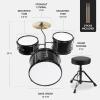 imageBest Choice Products 3Piece Beginner Drum Set for Kids Juniors wThrone Stool Cymbal Drum Sticks Bass Drum Pedal 2 Toms  BlueBlack