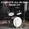 imageBest Choice Products 3Piece Beginner Drum Set for Kids Juniors wThrone Stool Cymbal Drum Sticks Bass Drum Pedal 2 Toms  BlueBlack