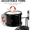 imageBest Choice Products 3Piece Beginner Drum Set for Kids Juniors wThrone Stool Cymbal Drum Sticks Bass Drum Pedal 2 Toms  BlueBlack