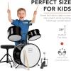 imageBest Choice Products 3Piece Beginner Drum Set for Kids Juniors wThrone Stool Cymbal Drum Sticks Bass Drum Pedal 2 Toms  BlueBlack