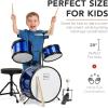 imageBest Choice Products 3Piece Beginner Drum Set for Kids Juniors wThrone Stool Cymbal Drum Sticks Bass Drum Pedal 2 Toms  BlueBlue