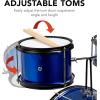 imageBest Choice Products 3Piece Beginner Drum Set for Kids Juniors wThrone Stool Cymbal Drum Sticks Bass Drum Pedal 2 Toms  BlueBlue