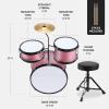 imageBest Choice Products 3Piece Beginner Drum Set for Kids Juniors wThrone Stool Cymbal Drum Sticks Bass Drum Pedal 2 Toms  BluePink Sparkle