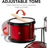 imageBest Choice Products 3Piece Beginner Drum Set for Kids Juniors wThrone Stool Cymbal Drum Sticks Bass Drum Pedal 2 Toms  BlueRed