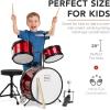 imageBest Choice Products 3Piece Beginner Drum Set for Kids Juniors wThrone Stool Cymbal Drum Sticks Bass Drum Pedal 2 Toms  BlueRed