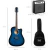 imageBest Choice Products Beginner Acoustic Electric Guitar Starter Set w 41in All Wood Cutaway Design Gig Bag Strap Picks  NaturalBlue