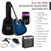 imageBest Choice Products Beginner Acoustic Electric Guitar Starter Set w 41in All Wood Cutaway Design Gig Bag Strap Picks  NaturalBlue