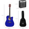 imageBest Choice Products Beginner Acoustic Electric Guitar Starter Set w 41in All Wood Cutaway Design Gig Bag Strap Picks  NaturalDark Blue