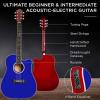 imageBest Choice Products Beginner Acoustic Electric Guitar Starter Set w 41in All Wood Cutaway Design Gig Bag Strap Picks  NaturalDark Blue