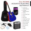 imageBest Choice Products Beginner Acoustic Electric Guitar Starter Set w 41in All Wood Cutaway Design Gig Bag Strap Picks  NaturalDark Blue