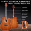 imageBest Choice Products Beginner Acoustic Electric Guitar Starter Set w 41in All Wood Cutaway Design Gig Bag Strap Picks  NaturalMahogany