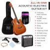 imageBest Choice Products Beginner Acoustic Electric Guitar Starter Set w 41in All Wood Cutaway Design Gig Bag Strap Picks  NaturalMahogany
