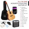 imageBest Choice Products Beginner Acoustic Electric Guitar Starter Set w 41in All Wood Cutaway Design Gig Bag Strap Picks  NaturalNatural