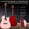 imageBest Choice Products Beginner Acoustic Electric Guitar Starter Set w 41in All Wood Cutaway Design Gig Bag Strap Picks  NaturalPink