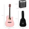 imageBest Choice Products Beginner Acoustic Electric Guitar Starter Set w 41in All Wood Cutaway Design Gig Bag Strap Picks  NaturalPink