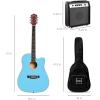 imageBest Choice Products Beginner Acoustic Electric Guitar Starter Set w 41in All Wood Cutaway Design Gig Bag Strap Picks  NaturalSky Blue