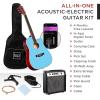 imageBest Choice Products Beginner Acoustic Electric Guitar Starter Set w 41in All Wood Cutaway Design Gig Bag Strap Picks  NaturalSky Blue