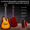 imageBest Choice Products Beginner Acoustic Electric Guitar Starter Set w 41in All Wood Cutaway Design Gig Bag Strap Picks  NaturalSunburst