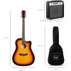 imageBest Choice Products Beginner Acoustic Electric Guitar Starter Set w 41in All Wood Cutaway Design Gig Bag Strap Picks  NaturalSunburst