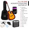 imageBest Choice Products Beginner Acoustic Electric Guitar Starter Set w 41in All Wood Cutaway Design Gig Bag Strap Picks  NaturalSunburst