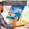 imageBest Choice Products French Easel 32pc Beginners Kit Portable Wooden Folding Adjustable Sketch Box Artist Tripod for Painting Drawing wAcrylic Paints Brushes Canvases Palettes  GrayBlue