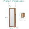 imageBest Choice Products LED Mirror Jewelry Cabinet Tall Lockable Wall or Door Mounted Jewelry Armoire Organizer with Mirror 2 Drawers Lock Cosmetic Tray Shelves  SageRustic Brown