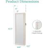 imageBest Choice Products LED Mirror Jewelry Cabinet Tall Lockable Wall or Door Mounted Jewelry Armoire Organizer with Mirror 2 Drawers Lock Cosmetic Tray Shelves  SageCoastal White