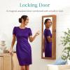 imageBest Choice Products LED Mirror Jewelry Cabinet Tall Lockable Wall or Door Mounted Jewelry Armoire Organizer with Mirror 2 Drawers Lock Cosmetic Tray Shelves  SageRustic Brown