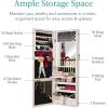 imageBest Choice Products LED Mirror Jewelry Cabinet Tall Lockable Wall or Door Mounted Jewelry Armoire Organizer with Mirror 2 Drawers Lock Cosmetic Tray Shelves  SageCoastal White