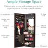 imageBest Choice Products LED Mirror Jewelry Cabinet Tall Lockable Wall or Door Mounted Jewelry Armoire Organizer with Mirror 2 Drawers Lock Cosmetic Tray Shelves  SageEspresso