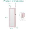 imageBest Choice Products LED Mirror Jewelry Cabinet Tall Lockable Wall or Door Mounted Jewelry Armoire Organizer with Mirror 2 Drawers Lock Cosmetic Tray Shelves  SageDusty Pink