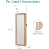 imageBest Choice Products LED Mirror Jewelry Cabinet Tall Lockable Wall or Door Mounted Jewelry Armoire Organizer with Mirror 2 Drawers Lock Cosmetic Tray Shelves  SageNatural Oak