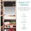 imageBest Choice Products LED Mirror Jewelry Cabinet Tall Lockable Wall or Door Mounted Jewelry Armoire Organizer with Mirror 2 Drawers Lock Cosmetic Tray Shelves  SageRustic Brown