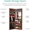 imageBest Choice Products LED Mirror Jewelry Cabinet Tall Lockable Wall or Door Mounted Jewelry Armoire Organizer with Mirror 2 Drawers Lock Cosmetic Tray Shelves  SageWalnut