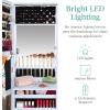 imageBest Choice Products LED Mirror Jewelry Cabinet Tall Lockable Wall or Door Mounted Jewelry Armoire Organizer with Mirror 2 Drawers Lock Cosmetic Tray Shelves  SagePowder Blue
