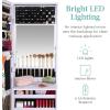 imageBest Choice Products LED Mirror Jewelry Cabinet Tall Lockable Wall or Door Mounted Jewelry Armoire Organizer with Mirror 2 Drawers Lock Cosmetic Tray Shelves  SageLavender