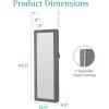 imageBest Choice Products LED Mirror Jewelry Cabinet Tall Lockable Wall or Door Mounted Jewelry Armoire Organizer with Mirror 2 Drawers Lock Cosmetic Tray Shelves  SageGray Oak