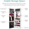 imageBest Choice Products LED Mirror Jewelry Cabinet Tall Lockable Wall or Door Mounted Jewelry Armoire Organizer with Mirror 2 Drawers Lock Cosmetic Tray Shelves  SageWhite