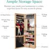 imageBest Choice Products LED Mirror Jewelry Cabinet Tall Lockable Wall or Door Mounted Jewelry Armoire Organizer with Mirror 2 Drawers Lock Cosmetic Tray Shelves  SageNatural Oak