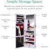 imageBest Choice Products LED Mirror Jewelry Cabinet Tall Lockable Wall or Door Mounted Jewelry Armoire Organizer with Mirror 2 Drawers Lock Cosmetic Tray Shelves  SageLavender