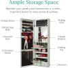 imageBest Choice Products LED Mirror Jewelry Cabinet Tall Lockable Wall or Door Mounted Jewelry Armoire Organizer with Mirror 2 Drawers Lock Cosmetic Tray Shelves  SageSage