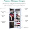 imageBest Choice Products LED Mirror Jewelry Cabinet Tall Lockable Wall or Door Mounted Jewelry Armoire Organizer with Mirror 2 Drawers Lock Cosmetic Tray Shelves  SagePowder Blue