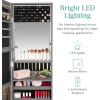 imageBest Choice Products LED Mirror Jewelry Cabinet Tall Lockable Wall or Door Mounted Jewelry Armoire Organizer with Mirror 2 Drawers Lock Cosmetic Tray Shelves  SageGray Oak