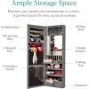 imageBest Choice Products LED Mirror Jewelry Cabinet Tall Lockable Wall or Door Mounted Jewelry Armoire Organizer with Mirror 2 Drawers Lock Cosmetic Tray Shelves  SageGray Oak